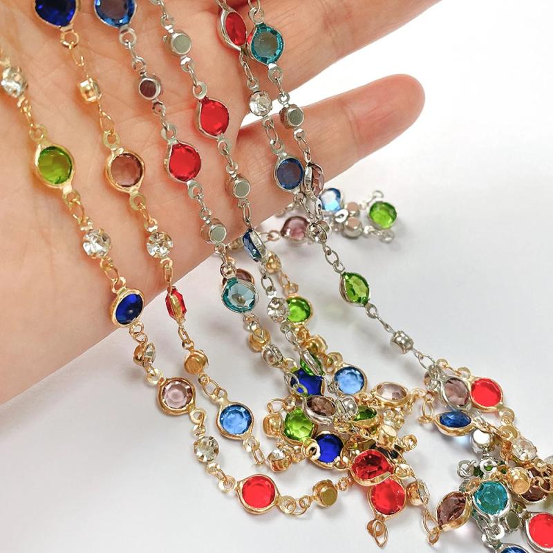 1m Clear Crystal Beads Chains Glass KC Chain for Necklace Bracelet DIY Jewelry