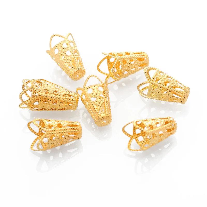 Metal Wine Cup Bead Cap Hollow Flower Trumpet End Caps for Jewelry Making