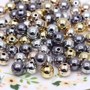 10mm 16mm Plating Silver Gun Round Acrylic Beads for Jewelry Making