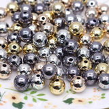 10mm 16mm Plating Silver Gun Round Acrylic Beads for Jewelry Making