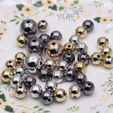 10mm 16mm Plating Silver Gun Round Acrylic Beads for Jewelry Making