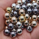 10mm 16mm Plating Silver Gun Round Acrylic Beads for Jewelry Making