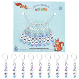9Pcs Num 10-90 Acrylic Beads Stitch Marker Charms Locking Stitch Marker