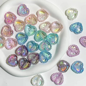 10pcs Flower Heart Acrylic Beads for Jewelry Making Diy