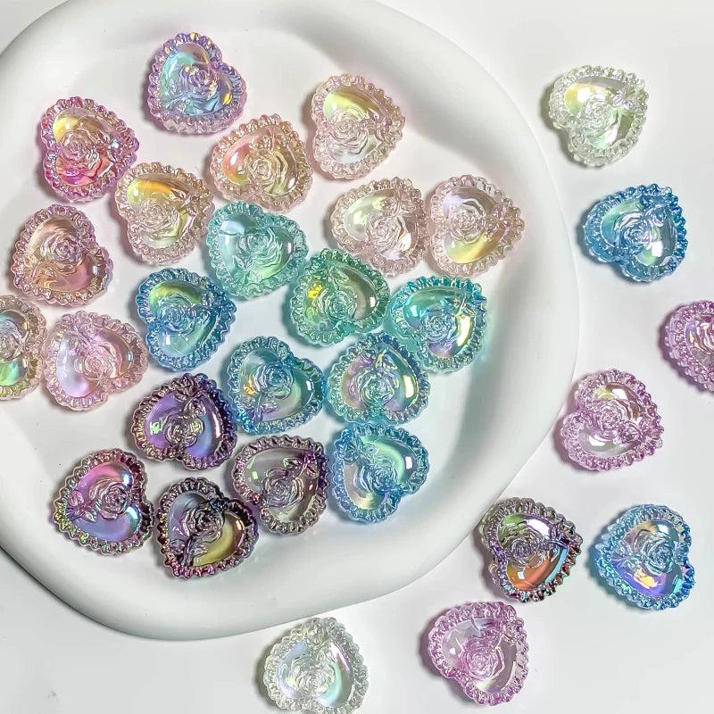 10pcs Flower Heart Acrylic Beads for Jewelry Making Diy