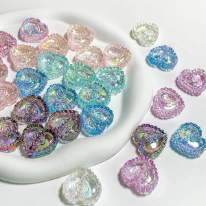 10pcs Flower Heart Acrylic Beads for Jewelry Making Diy
