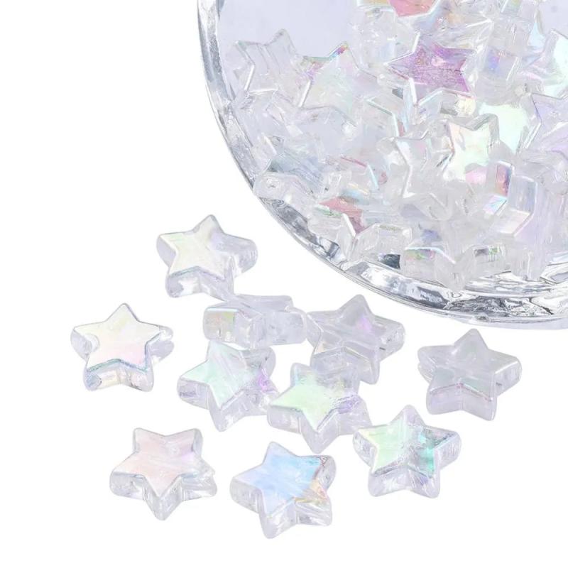 100pcs Eco-Friendly Acrylic Star 10x4mm Beads for Jewelry Making