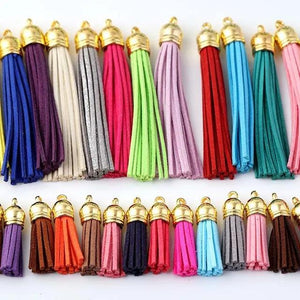 10pcs Mix Leather Cord Fabric Tassel for Keychain Cellphone Jewelry Charms
