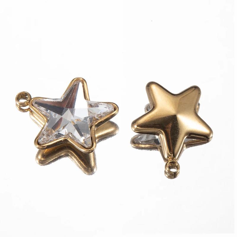 5pcs Star Glass Pendants Crystal Charms Beads for Necklace Bracelet DIY