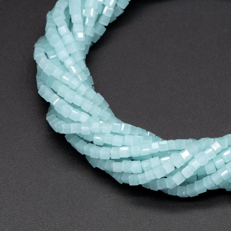 200 Light Jade 2mm Faceted Glass Cube Spacer Beads