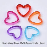 Acrylic Heart Bead Frames Mixed Jewelry 15x16.5x4mm