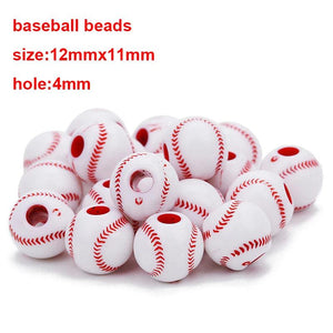 50pcs 12mm Acrylic Sport Spacer Beads for DIY Bracelets Basketball Tennis Rugby