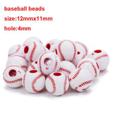 50pcs 12mm Acrylic Sport Spacer Beads for DIY Bracelets Basketball Tennis Rugby