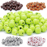 50pcs 12mm Acrylic Sport Spacer Beads for DIY Bracelets Basketball Tennis Rugby