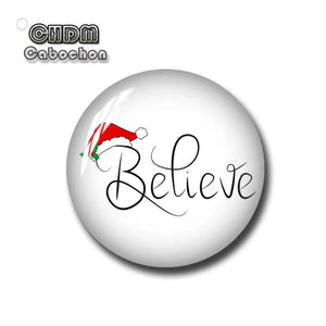 Christmas Glass Dome Cabochon, Tree Santa Reindeer Image Beads - FJ2396