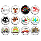 Christmas Glass Dome Cabochon, Tree Santa Reindeer Image Beads - FJ2396