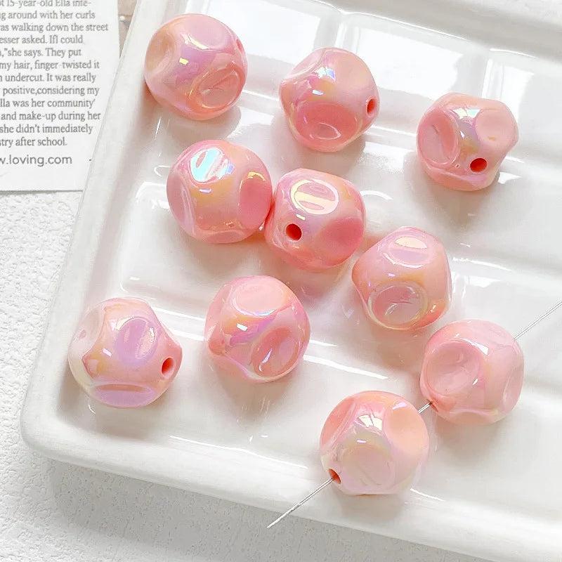 10pcs Acrylic Pendant Beads Macaron Loose Beads Diy Necklace Earrings Jewelry