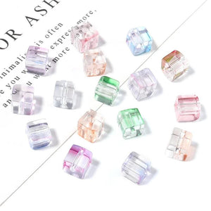 100pc Crystal Glass Square Beads DIY Jewelry Interval Bead Accessories