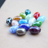 10Pcs Lampwork Glass Beads Multi-color Oval Charm Beads for Jewelry DIY
