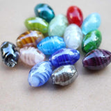 10Pcs Lampwork Glass Beads Multi-color Oval Charm Beads for Jewelry DIY