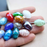 10Pcs Lampwork Glass Beads Multi-color Oval Charm Beads for Jewelry DIY