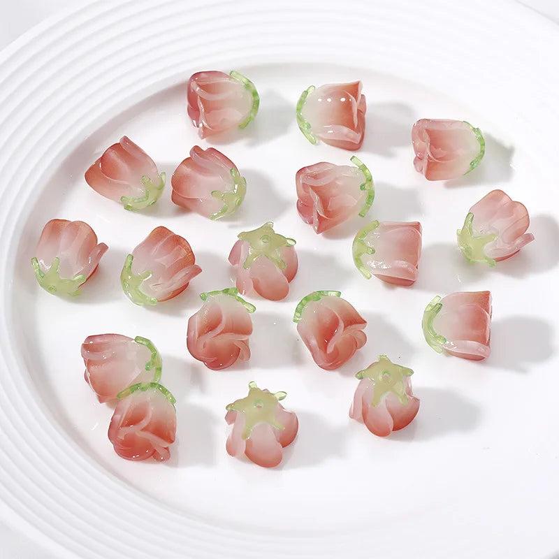 3D Resin Rose Beads DIY Necklace Earring Pendant Materials
