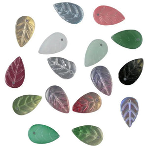 100pcs Mixed Color Leaf Crystal Glass Beads 18x11mm Spacer Beads