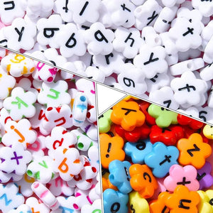 100Pcs Smiley Flower Letter Beads Acrylic Spacer Bead for Jewelry Making