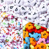 100Pcs Smiley Flower Letter Beads Acrylic Spacer Bead for Jewelry Making
