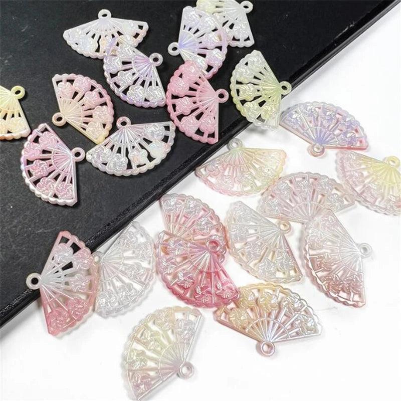 50pcs ABS Acrylic Fan Charms Resin Connectors DIY Jewelry Making Accessories
