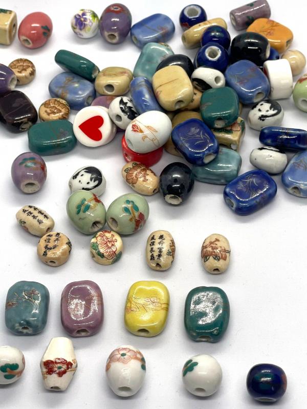 20Pcs Hand Painted Ceramic Beads Mix for Jewelry Making