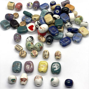 20Pcs Hand Painted Ceramic Beads Mix for Jewelry Making