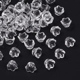 200pcs Tulip Flower Caps Transparent Acrylic Crimp End Beads 10mm