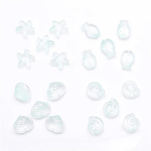 20Pcs Mixed Starfish/Snail/Shell/Fish Glass Pendants DIY Jewelry Making