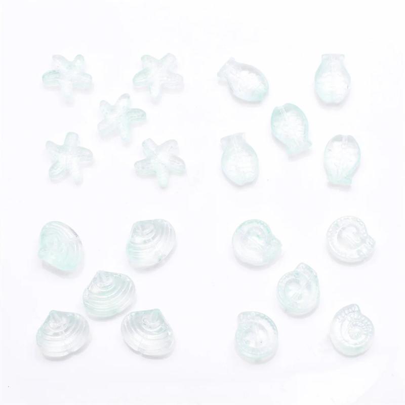20Pcs Mixed Starfish/Snail/Shell/Fish Glass Pendants DIY Jewelry Making