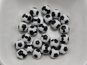 Acrylic Soccer Ball Football Round Beads 8mm