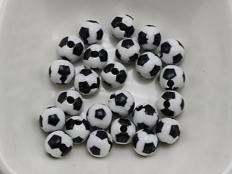 Acrylic Soccer Ball Football Round Beads 8mm