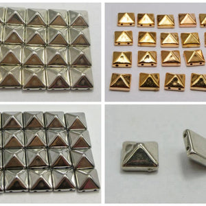 100 Metallic Tone Square Pyramid Rivet Beads 10mm