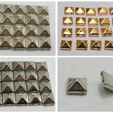 100 Metallic Tone Square Pyramid Rivet Beads 10mm