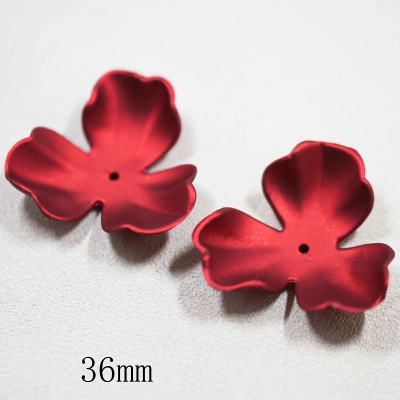 30 Pcs Red Petals Bowknot Acrylic Flowers Bead Cap DIY Jewelry Making
