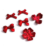 30 Pcs Red Petals Bowknot Acrylic Flowers Bead Cap DIY Jewelry Making
