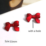30 Pcs Red Petals Bowknot Acrylic Flowers Bead Cap DIY Jewelry Making
