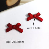 30 Pcs Red Petals Bowknot Acrylic Flowers Bead Cap DIY Jewelry Making