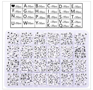 1200Pcs Acrylic Letter Beads Kit for Bracelets Necklace, A- HeartBeads
