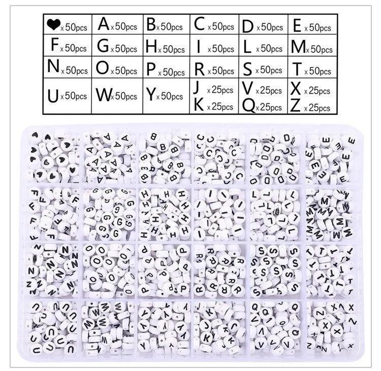 1200Pcs Acrylic Letter Beads Kit for Bracelets Necklace, A- HeartBeads