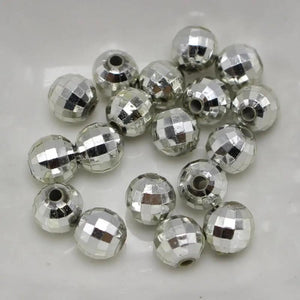 500 Silver-tone 6mm Faceted Round Plastic Spacer Beads Disco Ball