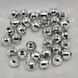 500 Silver-tone 6mm Faceted Round Plastic Spacer Beads Disco Ball