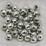 500 Silver-tone 6mm Faceted Round Plastic Spacer Beads Disco Ball