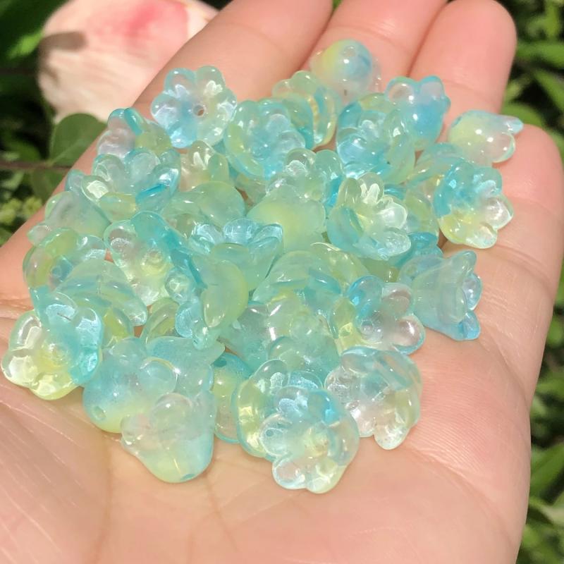 Gradient Bell Orchid Flower Crystal Glass Beads for DIY Jewelry Making