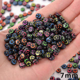 7mm 50pcs Colorful Smiley Letter Round Acrylic Spacer Beads